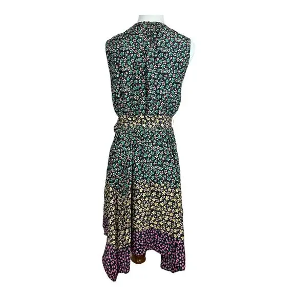 Rebecca Taylor 100% Silk Black with Floral Print Sleeveless Louisa Dress Small - Picture 2 of 10